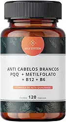 Anti Cabelos Brancos PQQ 10mg + Metilfolato 5000mcg + B12 1000mcg + B6 15mg 120 Cápsulas