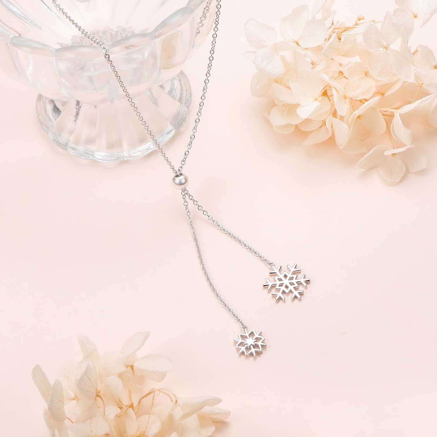 Snowflake Necklace for Women 925 Sterling Silver Long Chain Y Shaped Pendant Necklace Adjustable SimpleJewelry Gifts for Women - Image 4