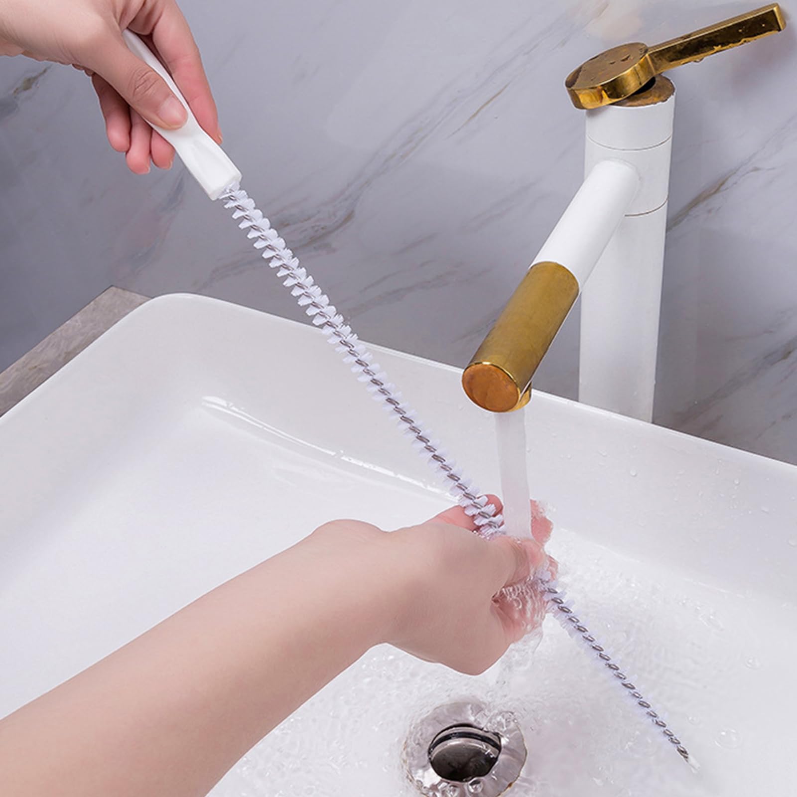1 Pieza Cepillo de Limpieza para Desagüe,Cepillo Limpieza Desague,Limpiar Tuberias Fregadero,Cepillo de Limpieza de Tuberías Flexible,para Elimina el Vello y Destapa Baños y Cocinas,45cm