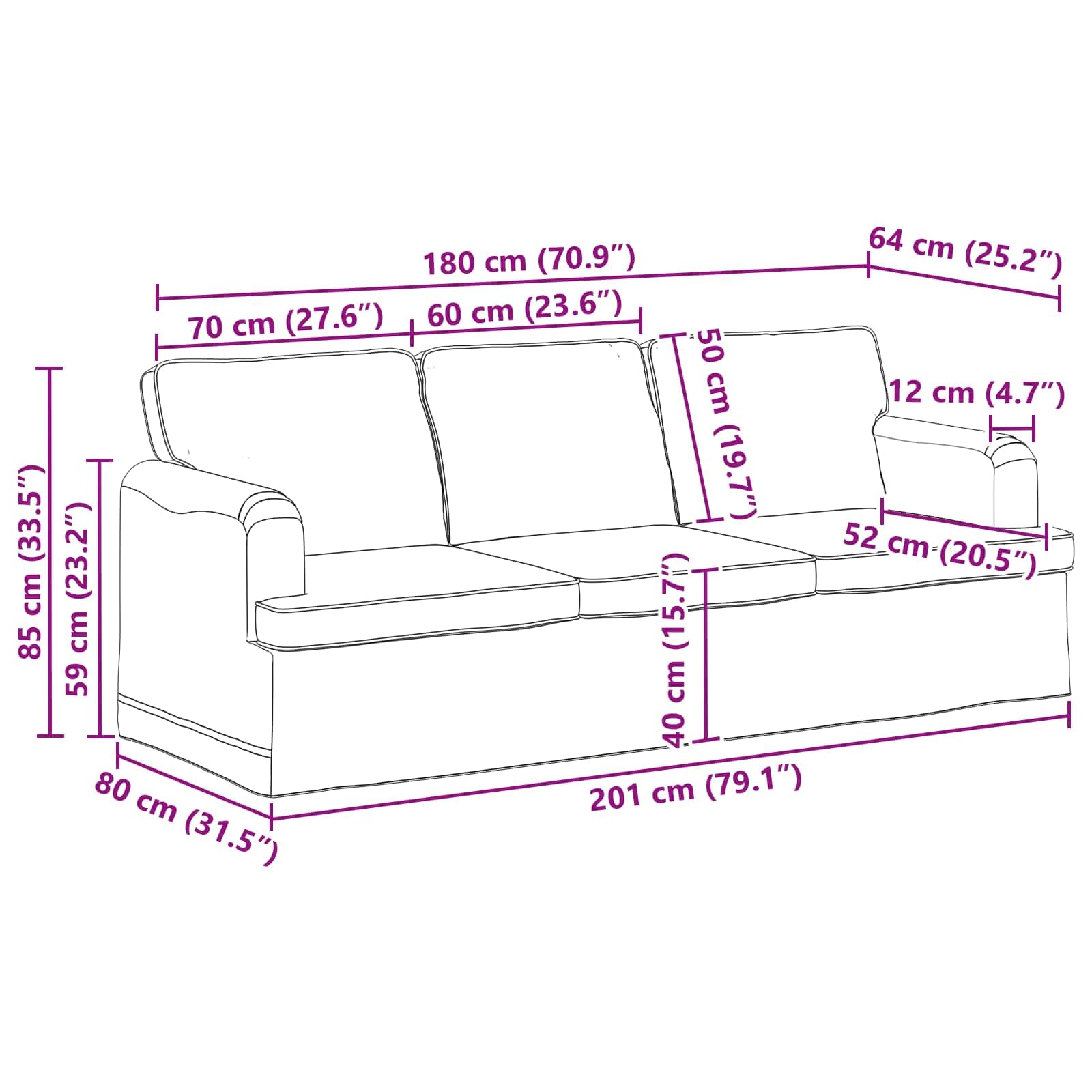 vidaXL Divano Blu 201 x 80 x 85 cm Tessuto, Divano Moderno, Design Rettangolare, Tessuto Imbottito, Struttura Metallica, Seduta ergonomica, Arredamento Minimalista