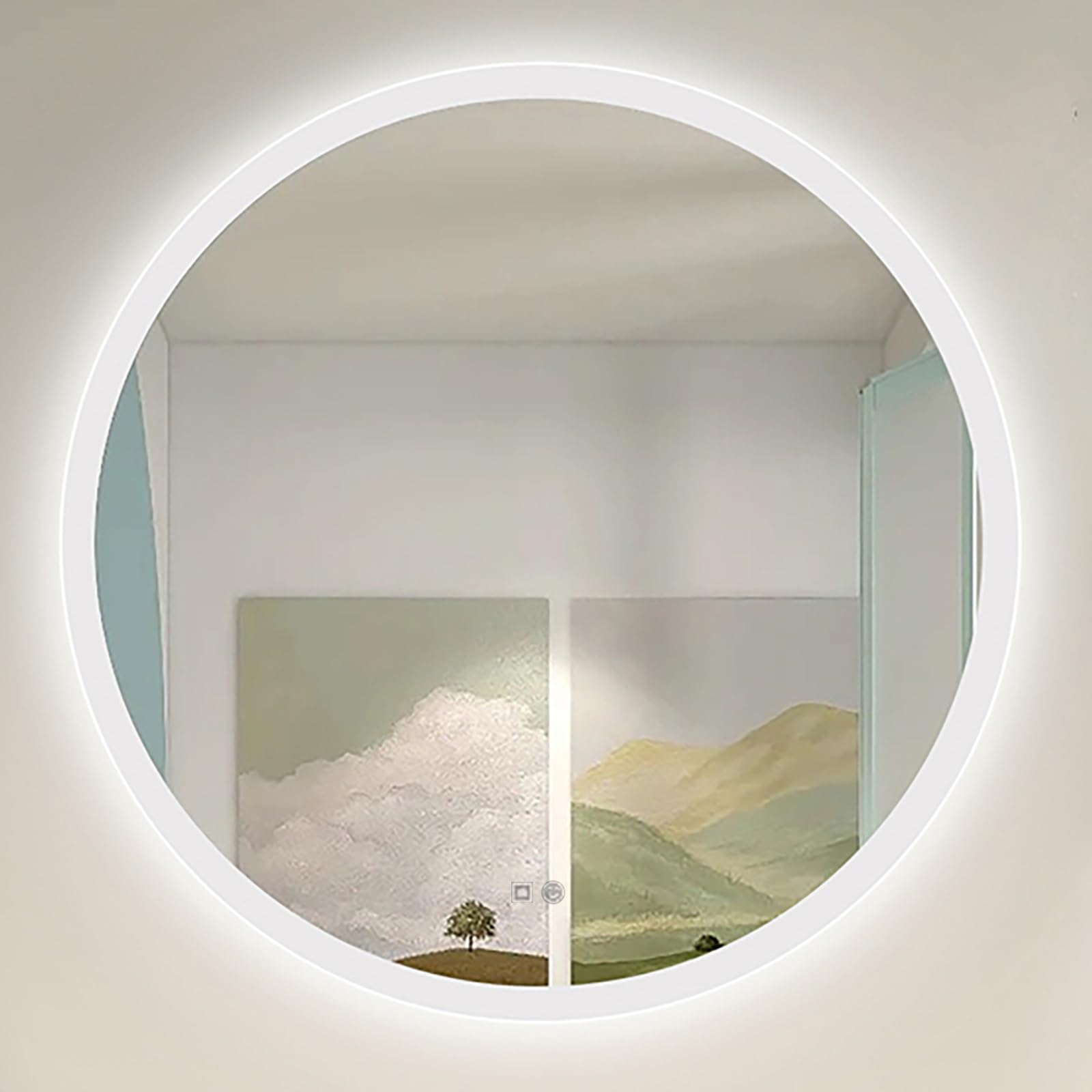 FGXHHS Smart LED - 5.0mm HD Glass Round Wall Mounted, 3 Color Lights (3000K/4500K/6000K) Anti-fog Infinitely Dimmable, 50cm/19.7in Vanity for Bathroom, Decor Hanging