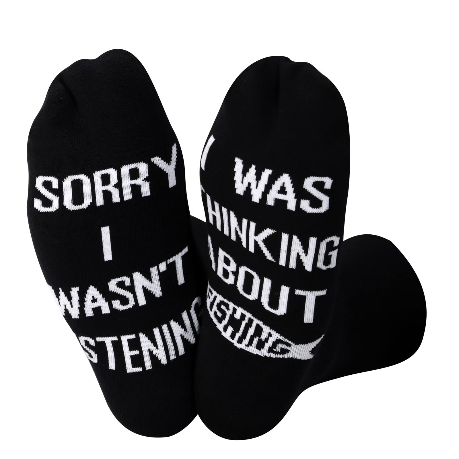 TSOTMOFishing Socks Fisherman Fisher Gift Sorry I Wasn't Listening I Was Thinking About Fishing Socks Gift For Fishing Lover