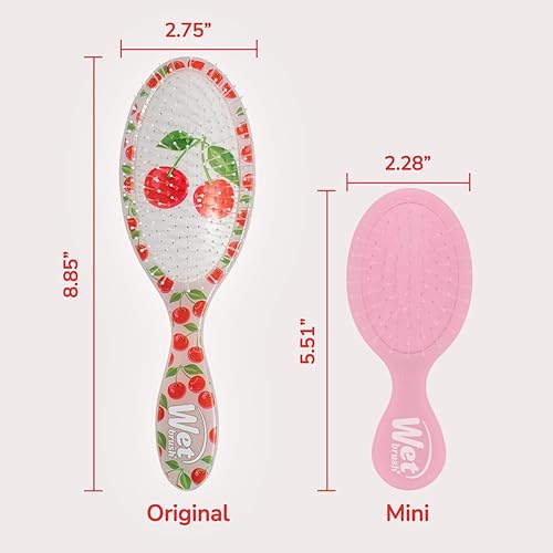 Miniatura 6 de Wet Brush Desenredante original, cereza (Tutti Fruitti), cerdas IntelliFlex ultrasuaves que se deslizan a través de los nudos, cepillo de pelo