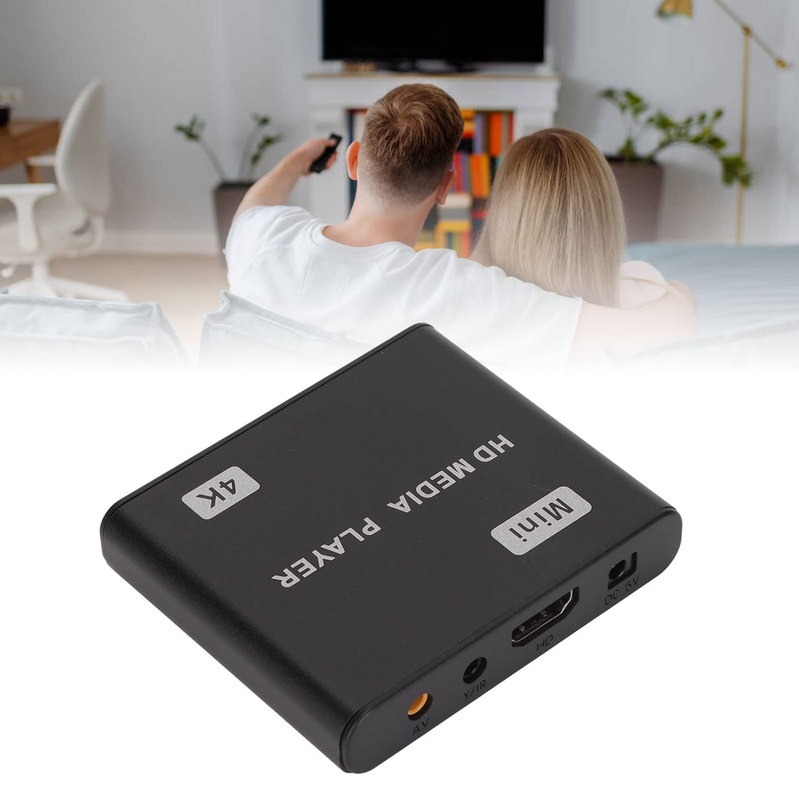 Odtwarzacz Multimedialny HDMI, Odtwarzacz Multimedialny 4K HD Mini Strumieniowy Odtwarzacz Multimedialny z Pilotem i Wskaźnikiem LED Wyjście HDMI/AV/VGA(EU)