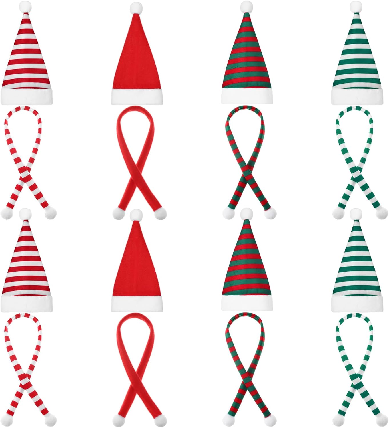 Geyoga 16 Pcs Christmas Mini Knit Santa Hat Scarve Decor