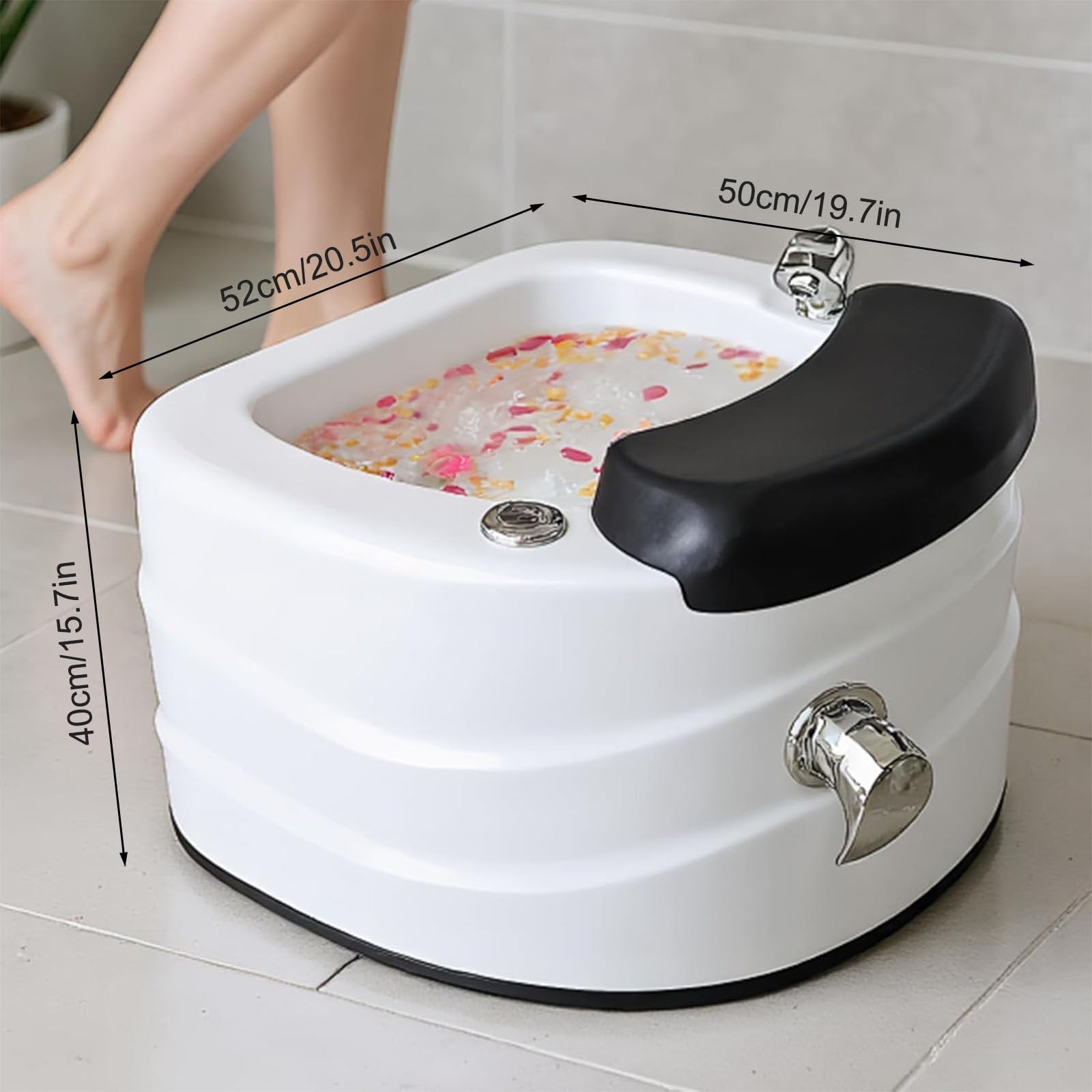 Przenośna Wanna do Pedicure Stóp z oświetleniem LED, Umywalką, Prysznicem do Stóp i Salonem Mycia Stóp, łagodząca Stres, Regulacja Ciepła i Zimna