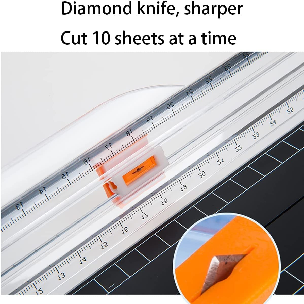 Papierschneider, Papierschneidemaschine, Guillotine-Trimmer, A4-Papierschneider mit Sicherheitsschutz und seitlichem Lineal, Schnittlänge für Foto-Geschenkkarten, Kraftpapier-Etiketten