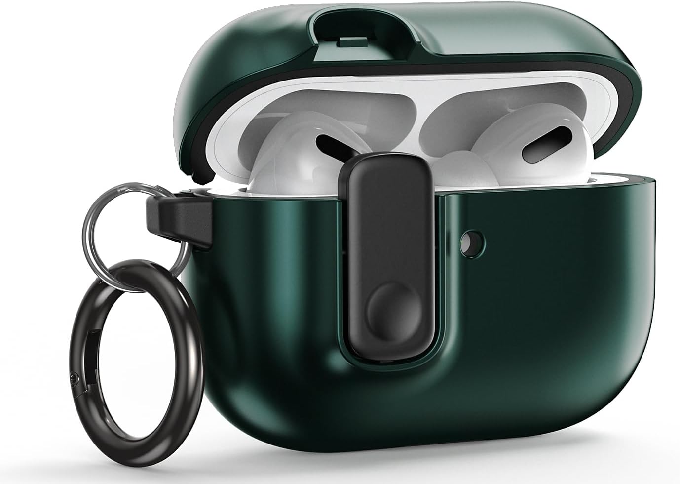 Modern Lock for AirPods Pro 3 (3rd Generation) case Shockproof Protective cover with Carabiner - Metallic Green