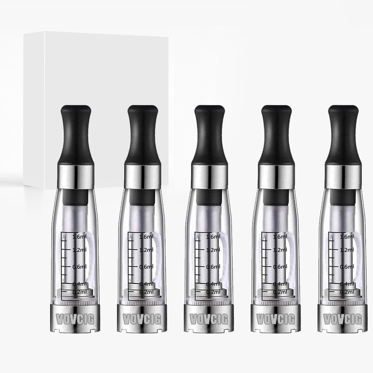 VOVCIG 5 Pack of CE4 Transparent Clear Vapor Atomizer/Atomiser, E Cig  Clearomiser/Clearomizer, fits ego MT3/CE4/CE5/CE6 battery of E Cigarette  Vape Pen