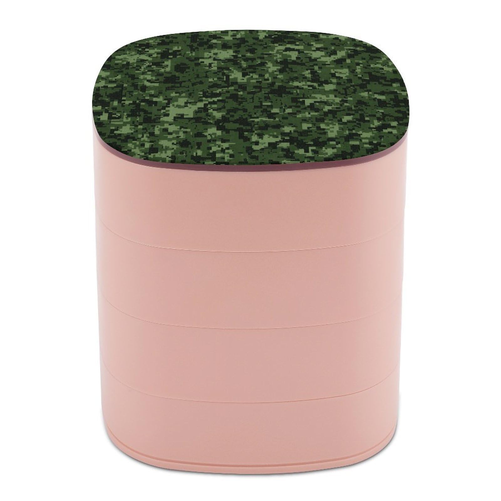 VstaDank Green Army Digital Camouflage Jewelry Case Women Portable Travel Jewelry Box Rotating Jewelry Organizer with Mirror Multi-Layer Necklace Ring Earring Storage Box for Bracelets Rings