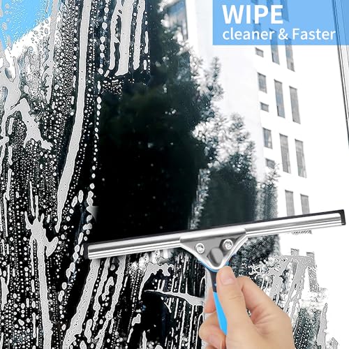 Image of Stainless Glass Scraper Rubber Strip Window Cleaner Squeegee Rubber Replacement Rubber Window Squeegee Rubber for Window Glass Shower Door Car Glass Scraper,6PCS