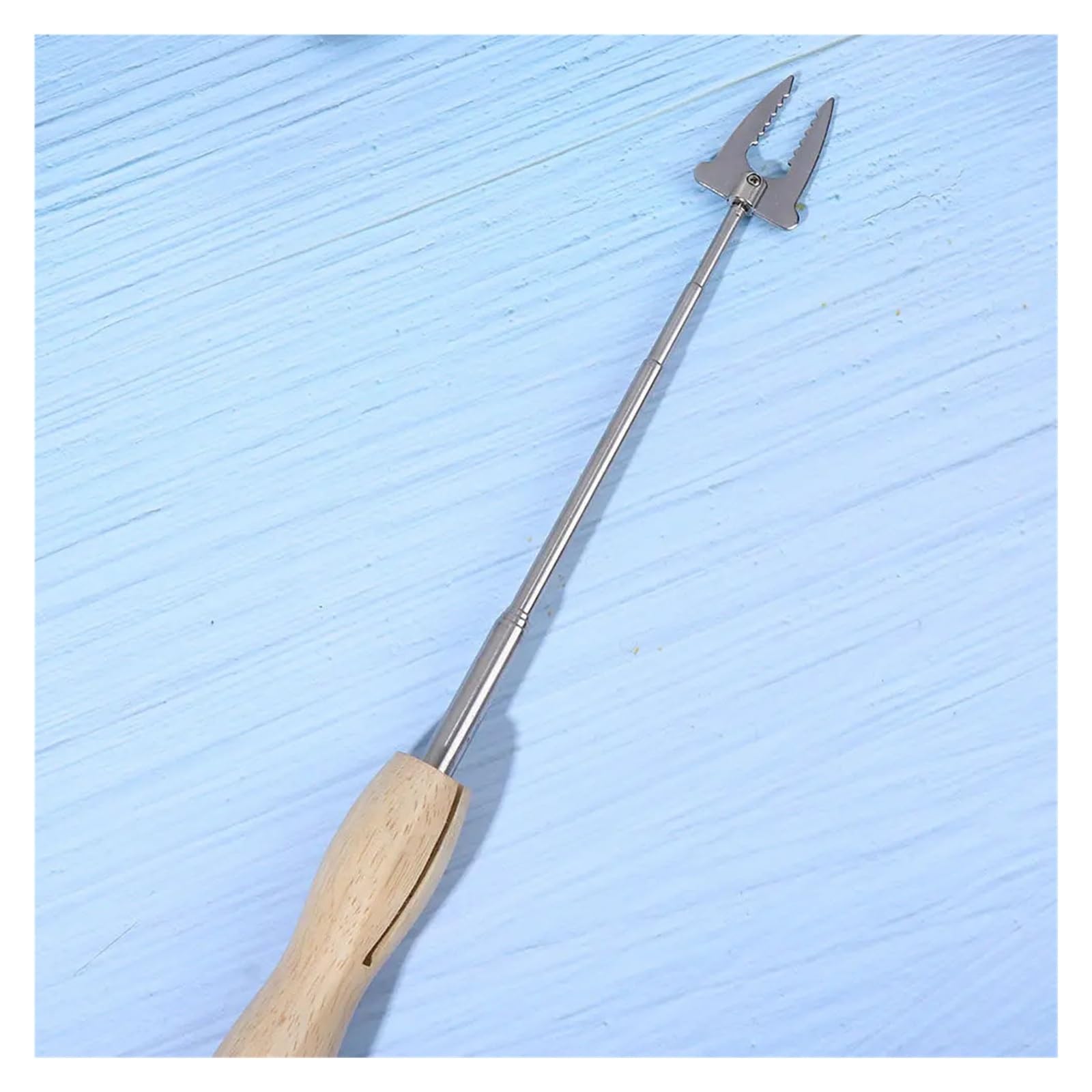 Genérico Tenedor retráctil for Barbacoa, Mango telescópico de Madera for Acampar al Aire Libre, 2 uds