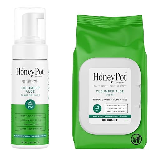 The Honey Pot Company - Paquete de lavado femenino y toallitas femeninas - Incluye lavado femenino de pH Balance y toallitas para mujer - Productos