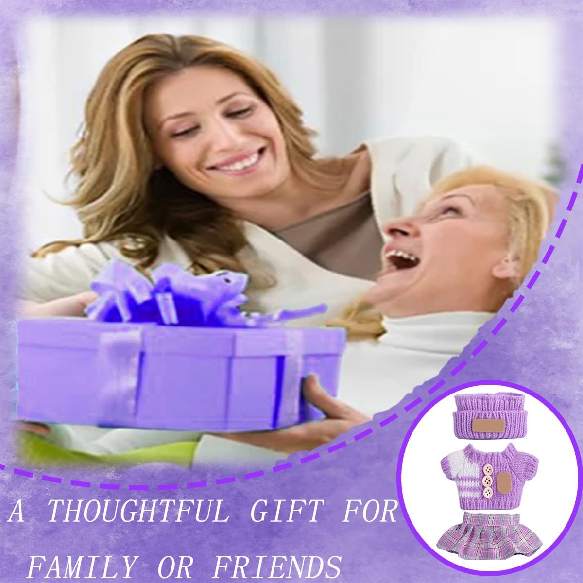 for Luxury 17cm Doll Clothes – 3-Piece Set （No Doll）, Valentine's Day Outfit for 6.7 Inch Doll ,Clothes for Fashion Designer Collection Hat + Sweater + Skirt (Purple)