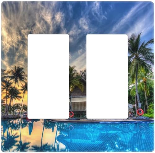 Miniatura 140 de Turquesa Aqua Teal Flower Floral Girasol Daisy Dahlia 2 Gang interruptor de interruptor de luz Cubierta de pared Placa de pared Mariposa Mujer Niña