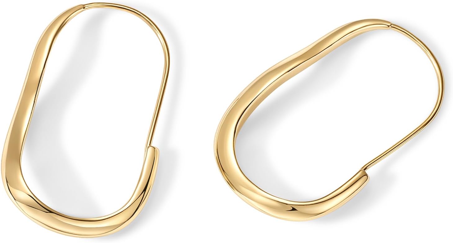PAVOI 14K Gold Plated 925 Sterling Silver Posts Wavy Infinity Hoops | Lightweight Twisted Earrings | Wave Thin Endless Hoop Earrings for Women