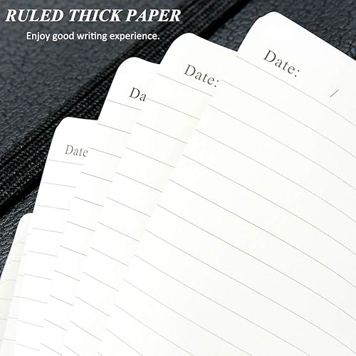 Miniatura 3 de Cuaderno A5 de tapa dura, diarios universitarios con bolsillo, cuaderno de escritura de cuero sintético de papel grueso premium con lazo para