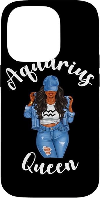 Streetwise Aquarius Black Queen Afro January Zodiac Birthday Case for iPhone 14 Pro