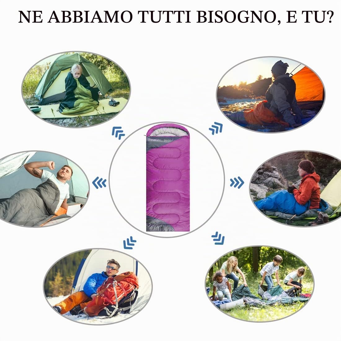 tuphen Sacchi A Pelo Zaino in Spalla Escursionismo Campeggio Fodera in Microfibra, 4 Stagioni, Uso Interno Ed Esterno, Leggeri E Impermeabili