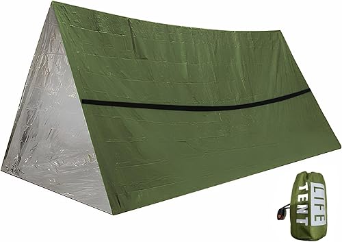 Tienda de supervivencia de emergencia. Refugio de tubo para 2 personas, impermeable y resistente al viento, manta térmica reutilizable, compacta,