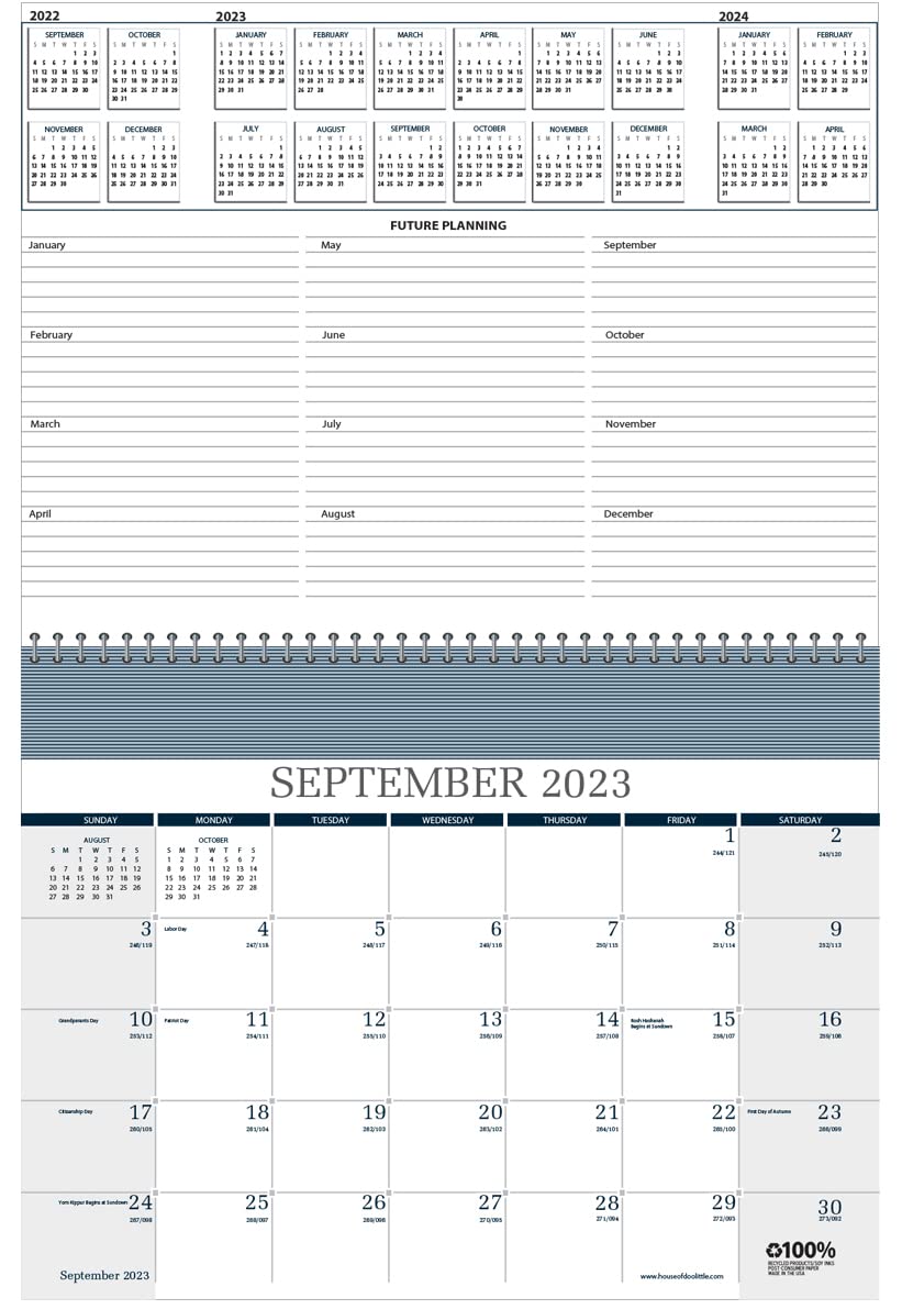 House of Doolittle Calendario mensual de pared y cuaderno 2023-2024, académico, 11 x 8.5 pulgadas, septiembre a diciembre (HOD325-24)
