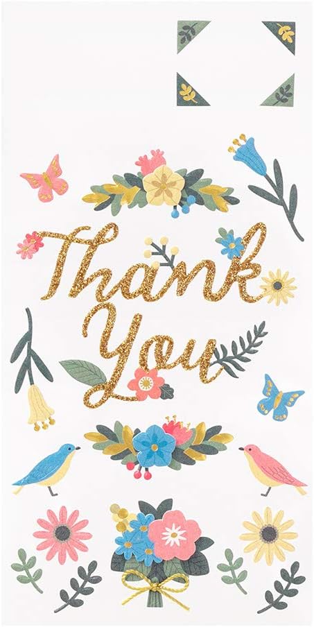 Midori Sticker 2515 PCM Title Thank You Flower Pattern 82515006