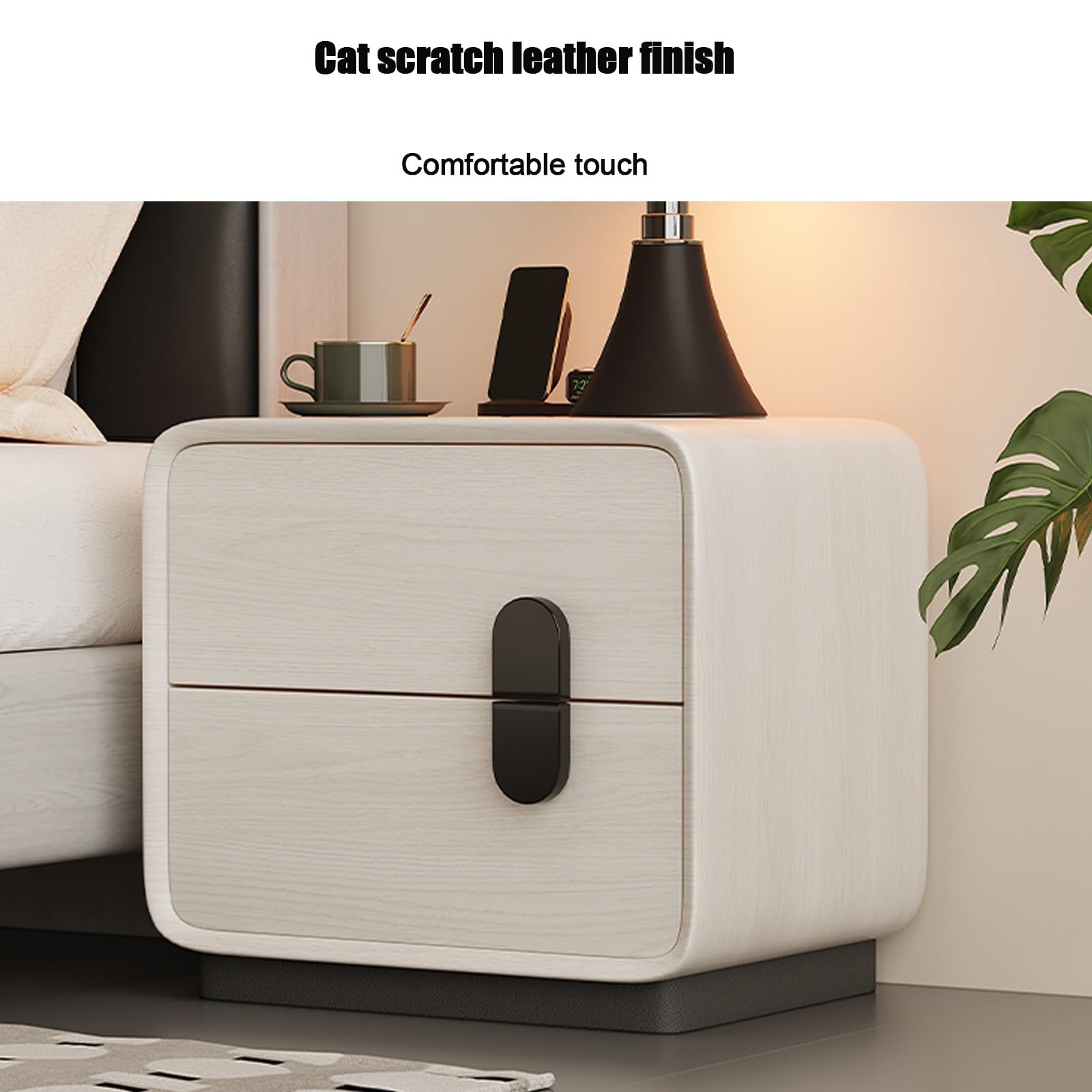 Mesa auxiliar moderna amarilla de 2 puertas para dormitorio y sala de estar, mesita de noche Slish (35 x 40 x 50 cm / 13.8x15.7x19.7in)
