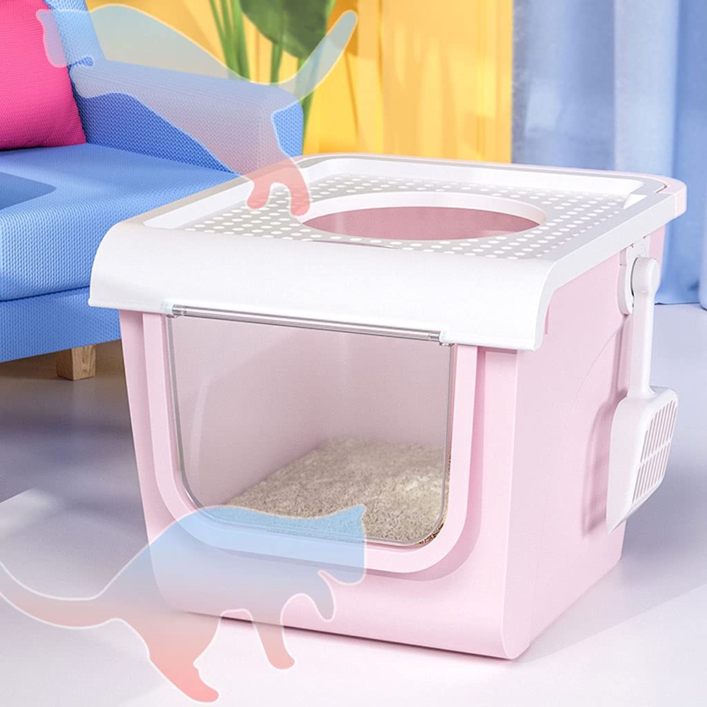 TOMYEUS Lettiera per Gatti Flip Double Door Cat Toilet Toilet Pet Completamente Chiuso Deodorante Toilet Cat Splash-Proof Aoom Grande vasino for Gatti Toilette per Gatti (Color : C)