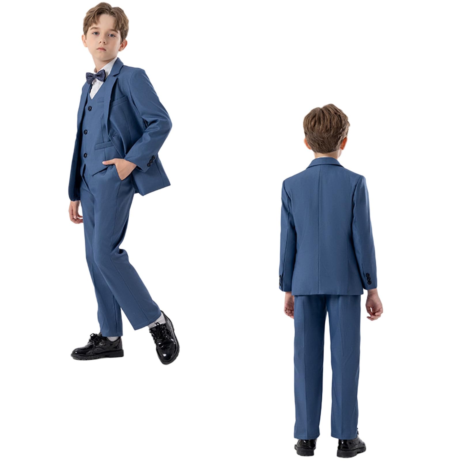 Generisch Kinder Bekleidung Junge Jungen Business Anzüge Mantel 4 Stück Outfit Smoking Set Für Kinder Formelle Anzug Für Jungen Mit Weste Hosen 10 9 (Dark Blue, 10-11 Years)