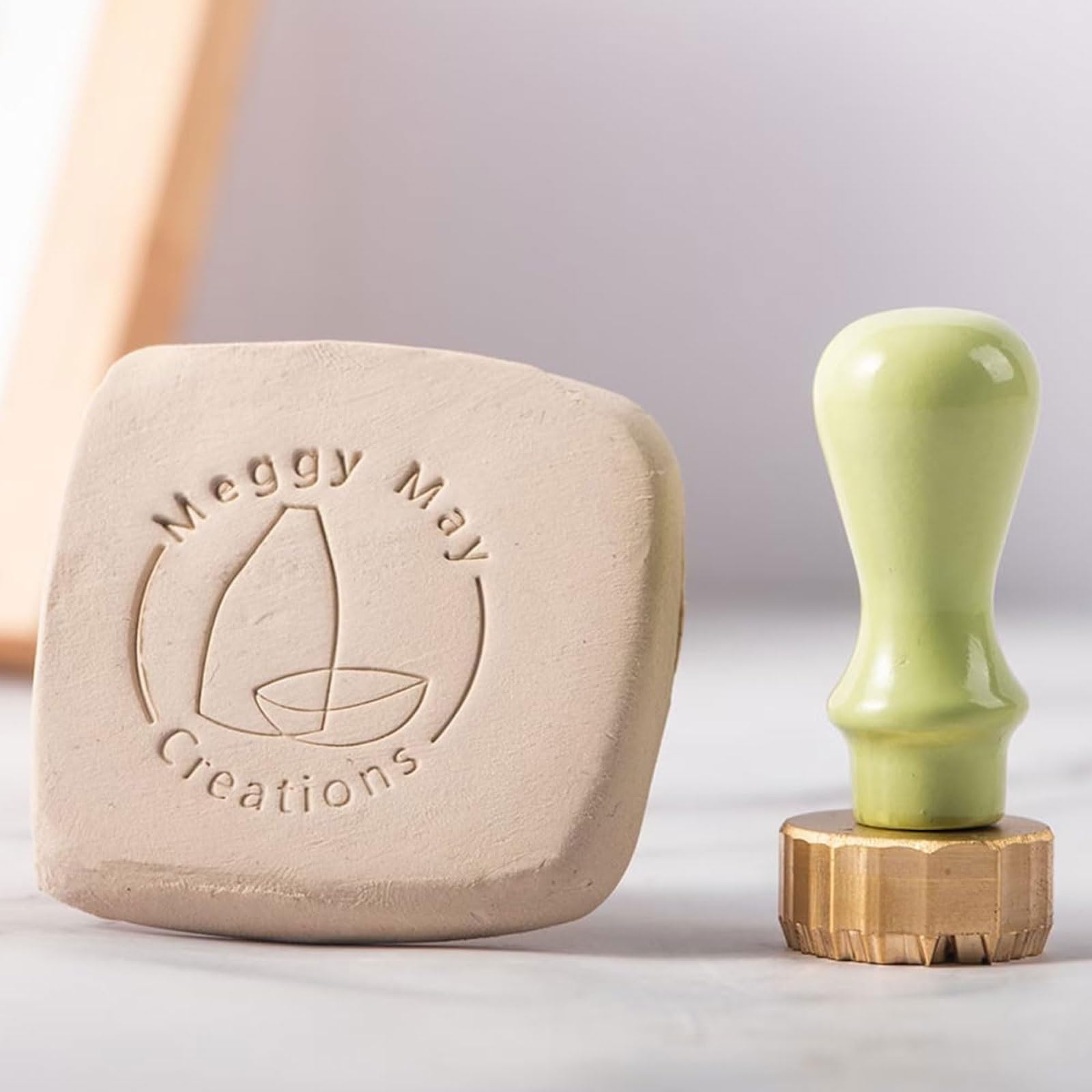 Set da 3 pezzi di timbri in argilla personalizzati, timbri in ceramica personalizzati con stampo in ottone, strumenti for ceramica con il tuo design cartello(1.5Inches)