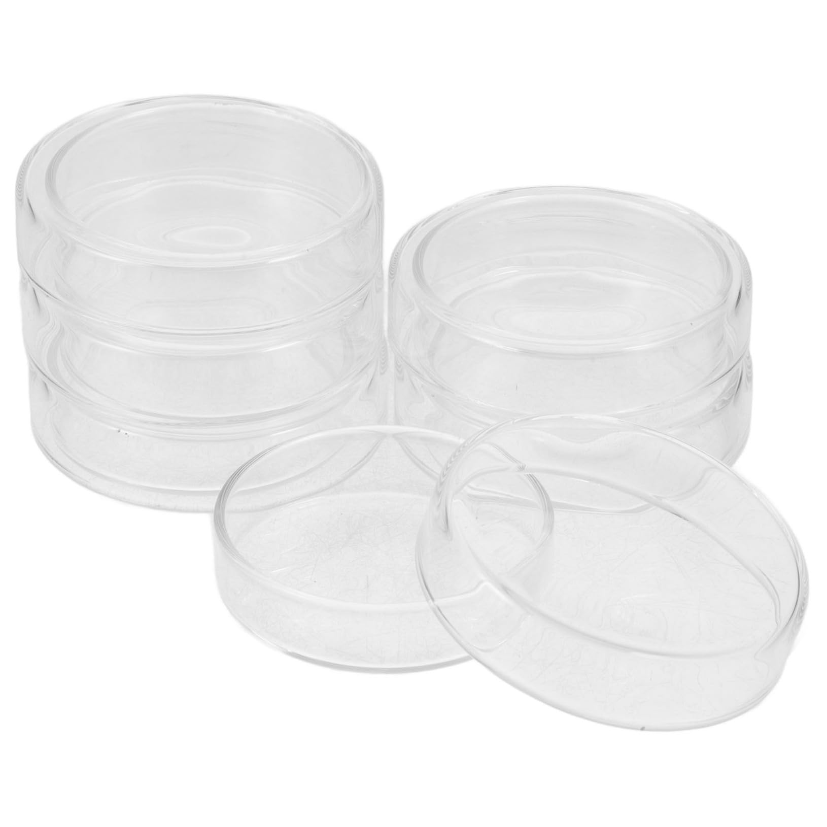 6 Stück Labor Petrischalen aus Glas mit Deckel Flache Kulturschalen Einfach zu Handhaben und Lagern für Labor und Forschung