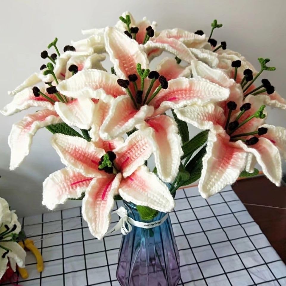 Amazon.com: Handmade Lily Flowers, Crochet Lily Artificial Flower