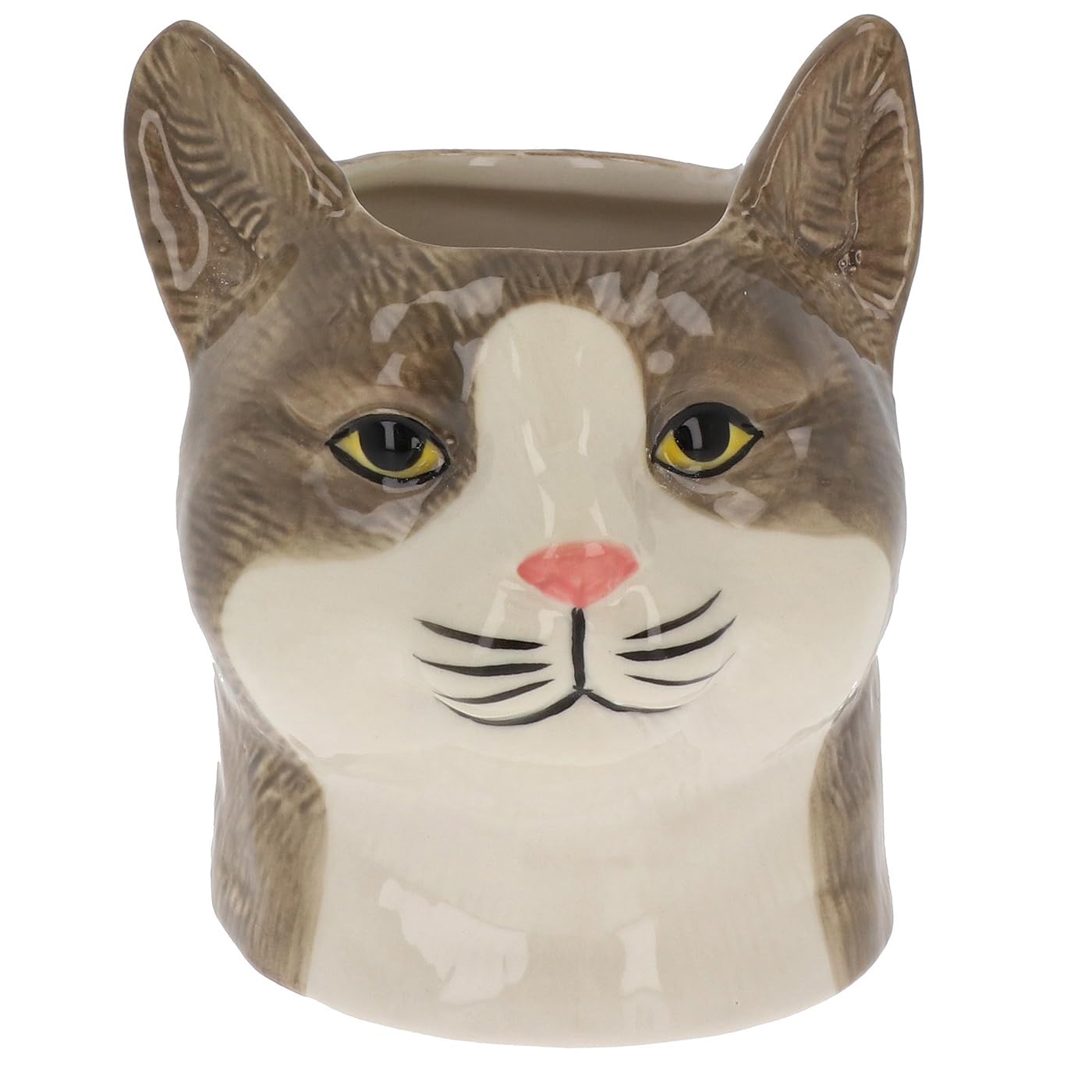 Shudehill Giftware Grey Moggy Cat Planter – Small Ceramic Pot For Succulents & Indoor Plants