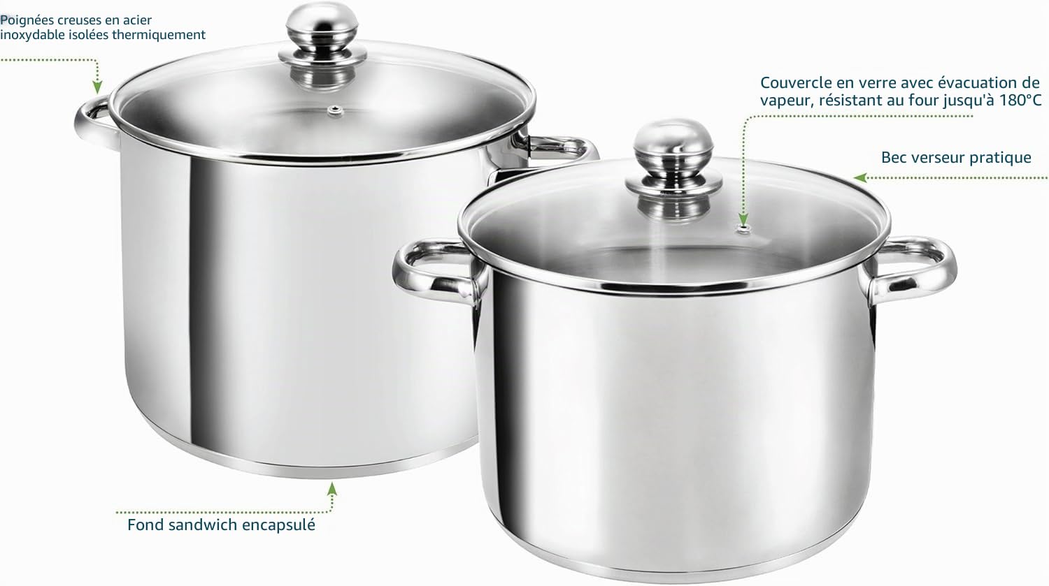 KOPF XXL casserole à induction Grandis, Ø 24 cm, hauteur 20 cm, 9 litres, acier inoxydable