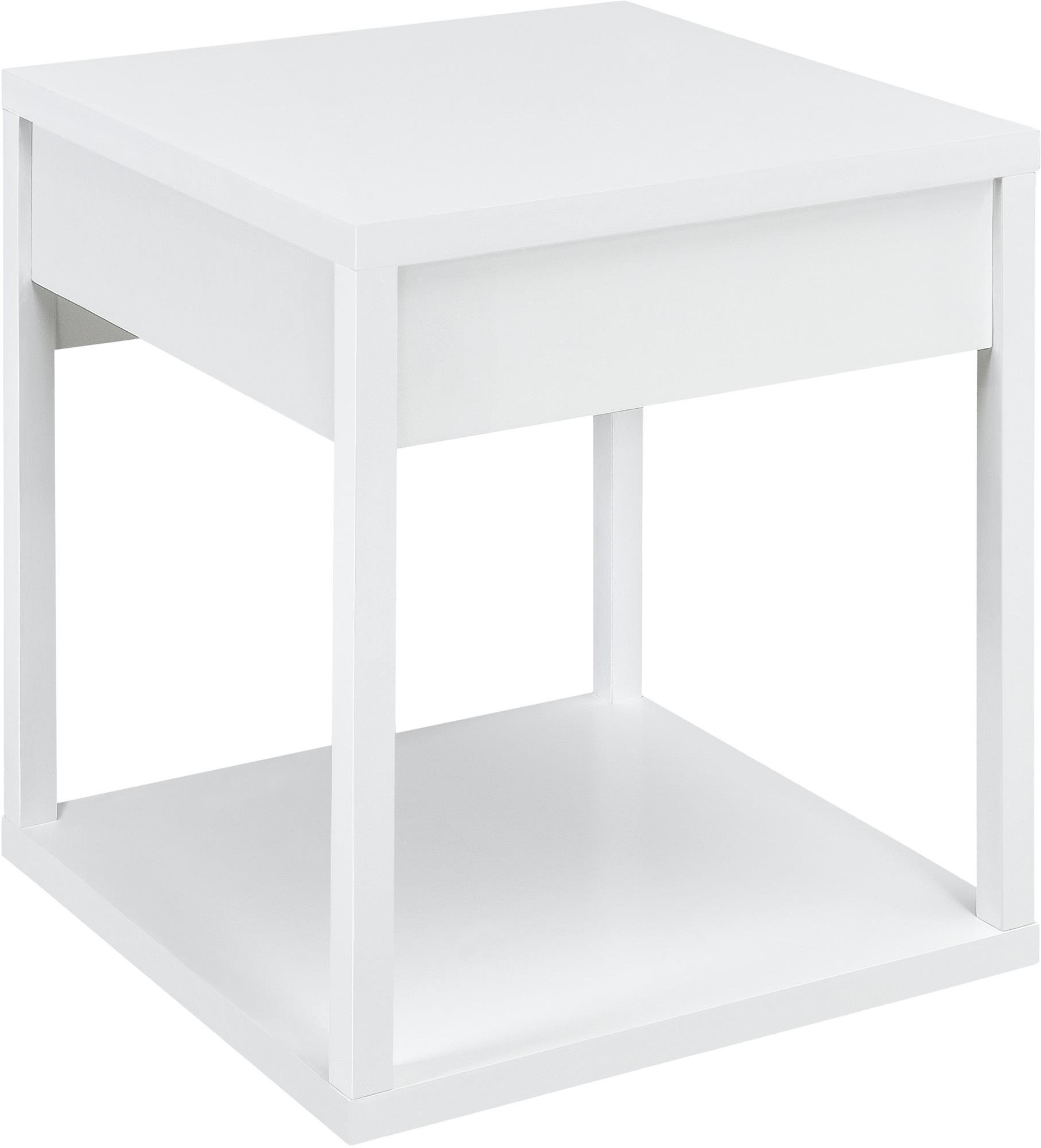 Ameriwood Home Parsons End Table with Drawer, White