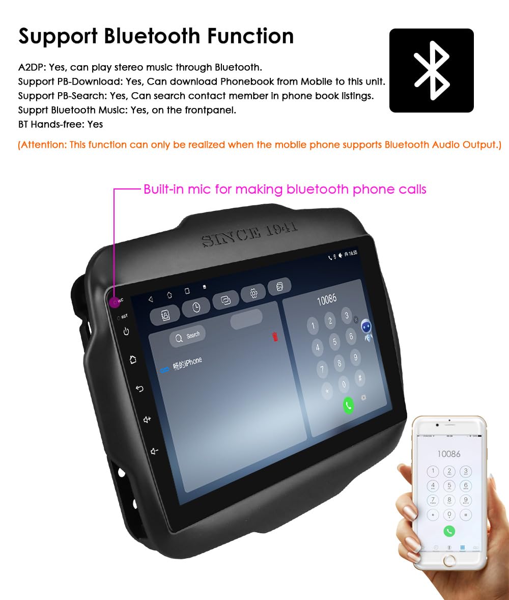 Ossuret Radio samochodowe do Jeep Renegade (2016-2020), 9 cali Android 13 ekran dotykowy 2+32 GB nawigacja GPS z Carplay Android Auto WiFi Bluetooth sterowanie kierownicą DSP USB