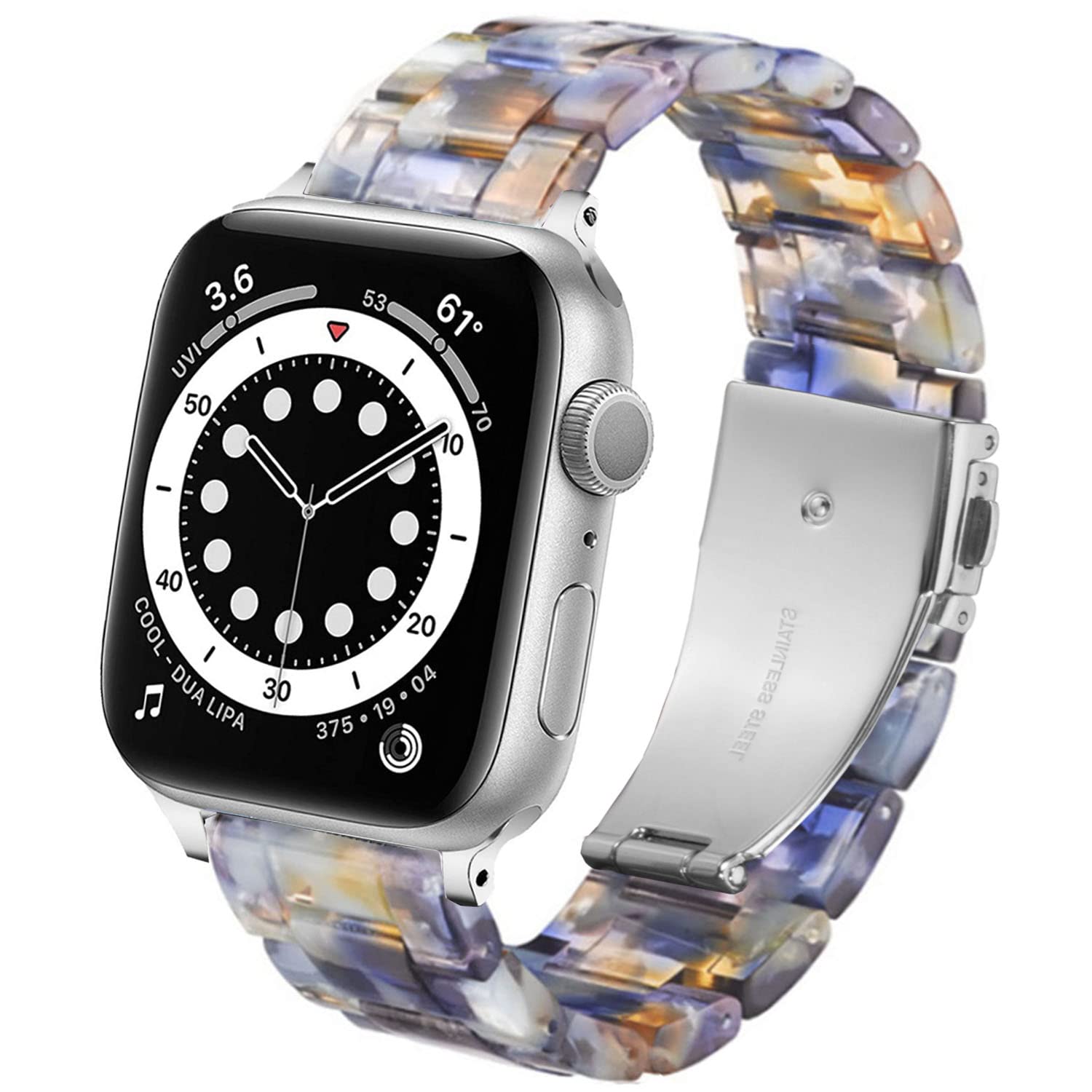 DEALELE Bands Compatible with Apple Watch 49mm 46mm 42mm 45mm 41mm 44mm 40mm 38mm, Colorful Resin Replacement Strap for iWatch Series 10/9 / 8/7 / 6/5 / 4/3 / Ultra/SE Women Men — view 41