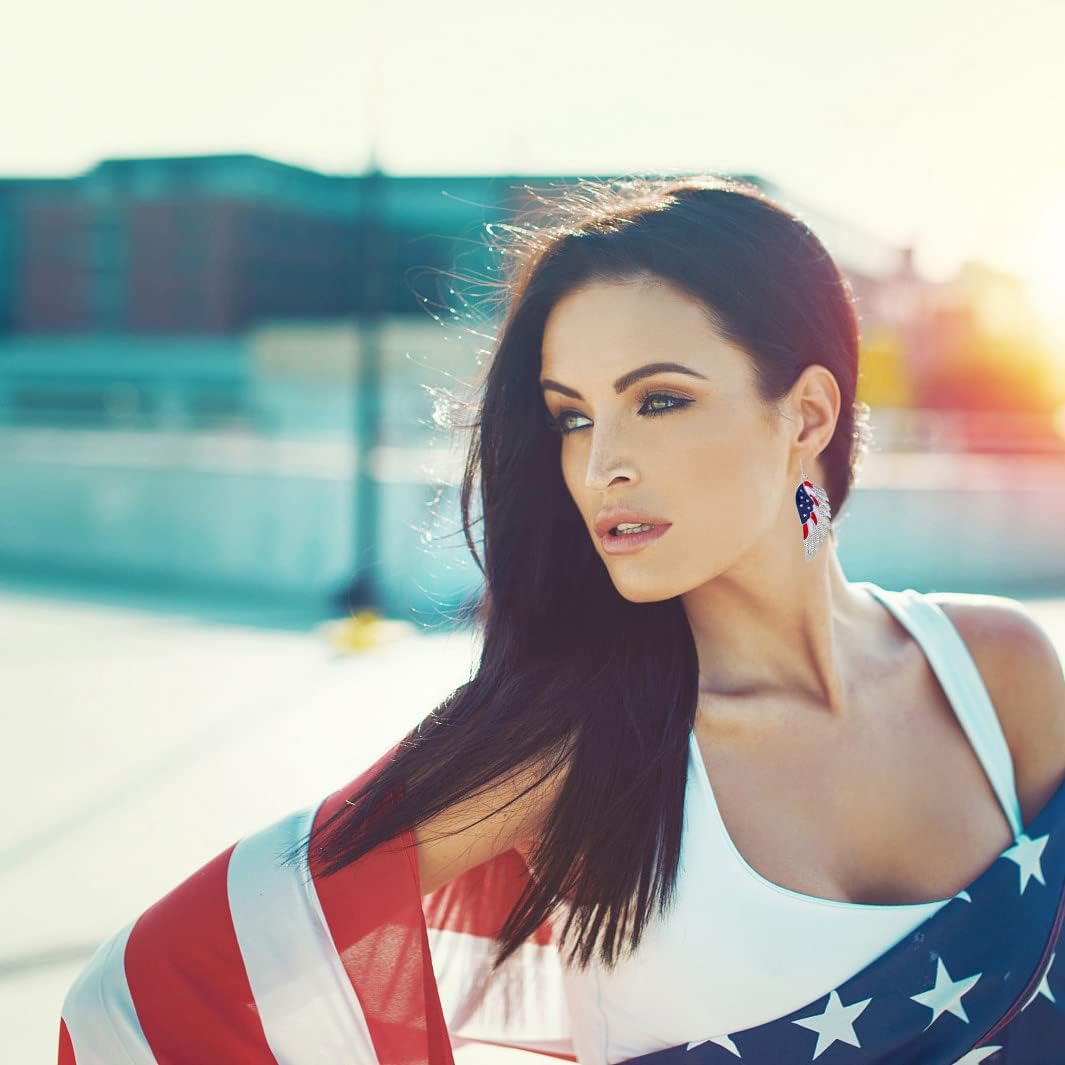 American Flag Earrings Patriotic Red White Blue USA Earring,4th of July Drop Dangle Earring Independence Day Earrings Jewelry for Women - Image 2