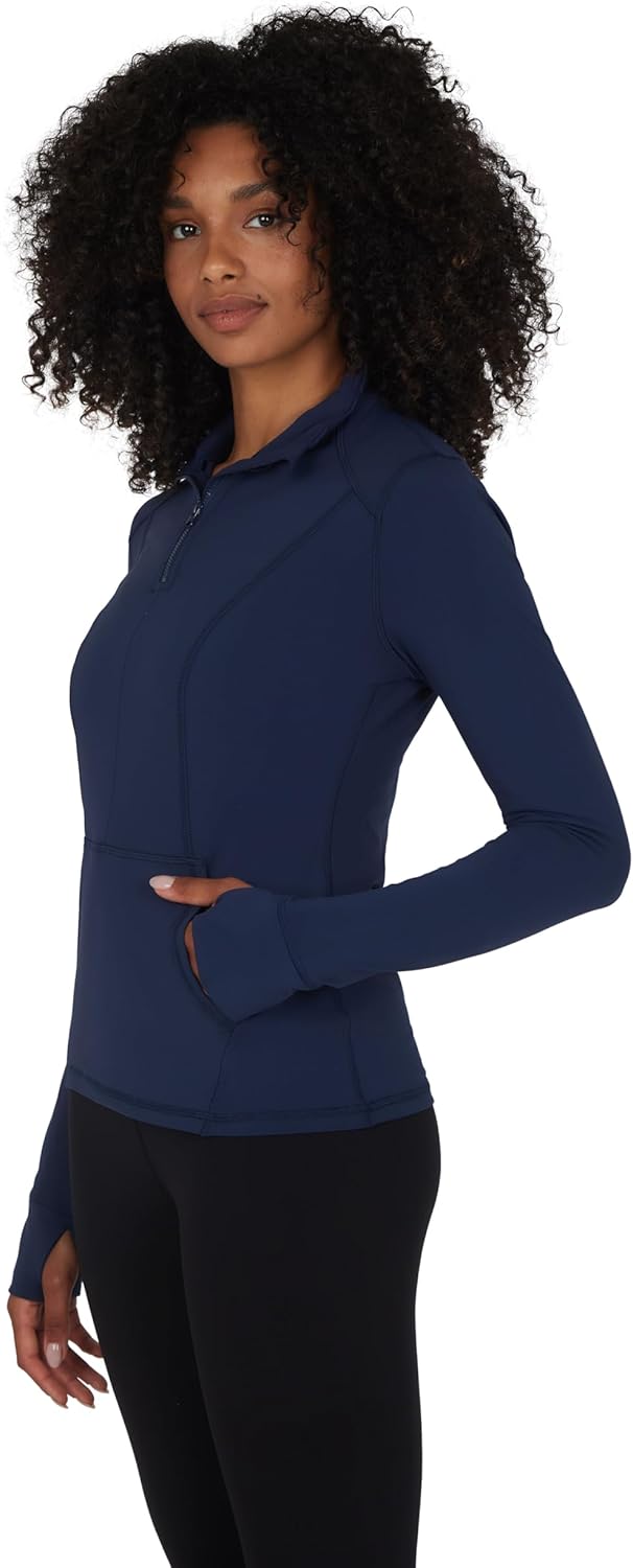 Yogalicious Half Zip Lightweight Workout Long Sleeve Athletic Jacket with Front Pockets and Thumbholes - Image 4