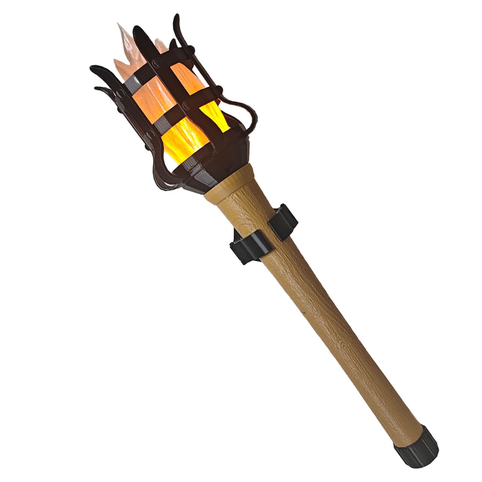 Medieval Handheld Torch Prop LED Light,Realistic Flame Torch for Games Sports Competitions Themed Party,Resin Lampshade and Retro Handle for Halloween, Mardi Gras, Game Party