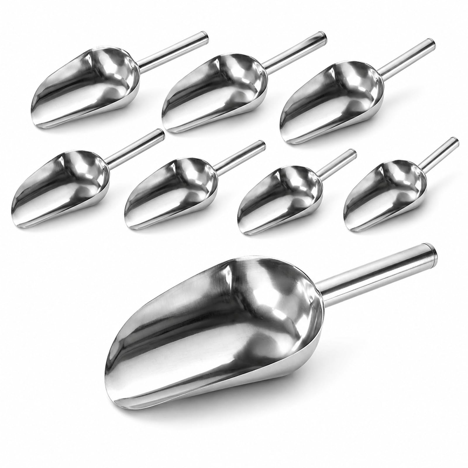 Photo 1 of CYEAH 8-Pack Stainless Steel Ice Scoops, 6 oz