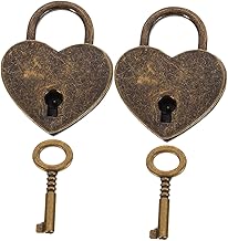 IWOWHERO 2 conjuntos de chaveiros de segurança para casal, cadeado de coração, cadeado para presente de dia dos namorados, fechaduras pequenas com chaves, cadeado em forma de coração, cadeado em forma de coração, cadeado para amantes de liga de zinco em forma de coração