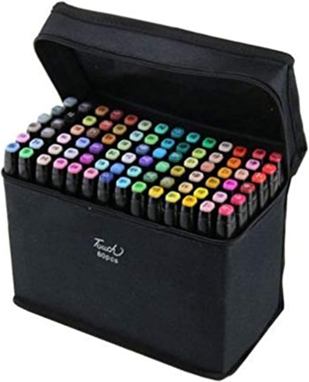 SKY-TOUCH 80 Colored Alcohol Markers Set, Dual Tip Art Pens for Drawing, Sketching, Anime, and Adult Coloring Books, Includes Black Storage Bag & Base