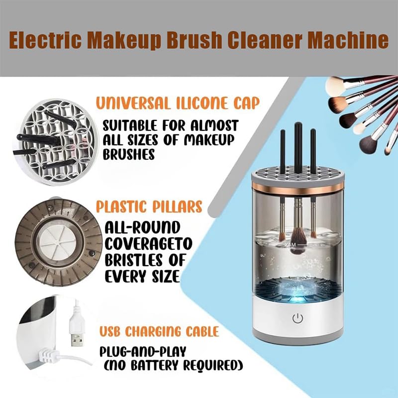 Electric Makeup Brush Cleaner Machine, 2025 Upgrade Cosmetic Brush Cleaner, Deep Cleaning All Types of Brushes, Keeps Brushes Hygienic and Skin Healthy - Image 5