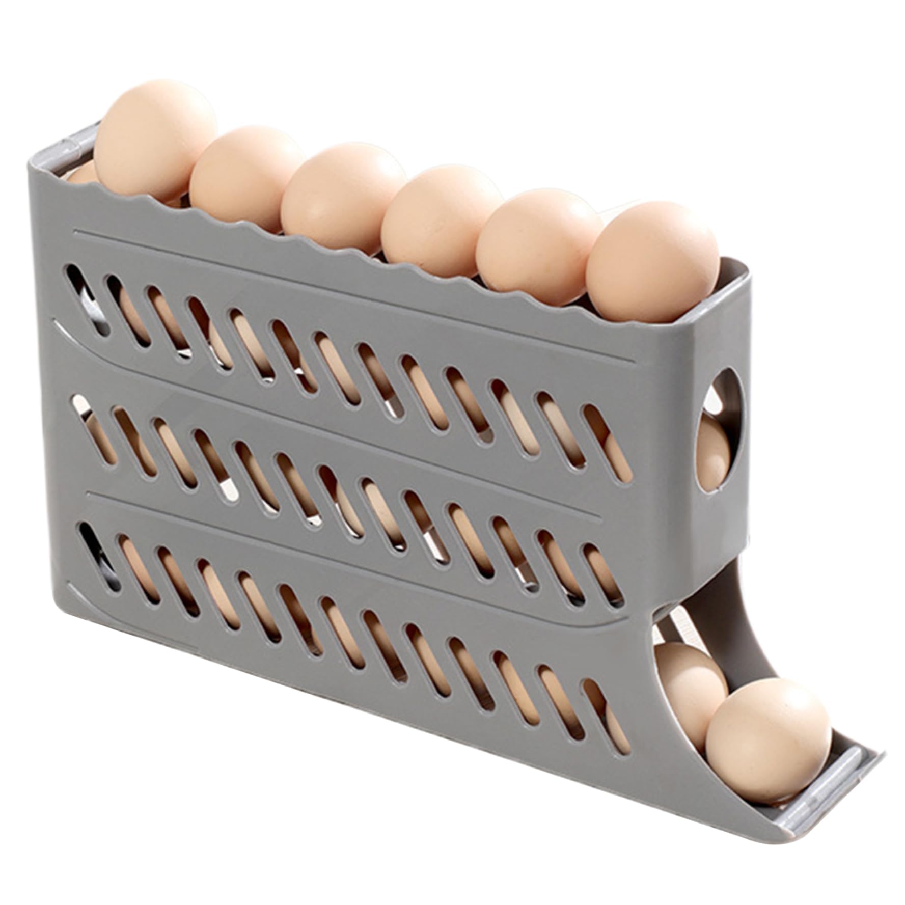 Wxyestna Egg Holder Slim Visibility 4-Tier Automatic Rolling Stackable Egg Skelter Space-Saving Holds 30 Eggs for Refrigerator