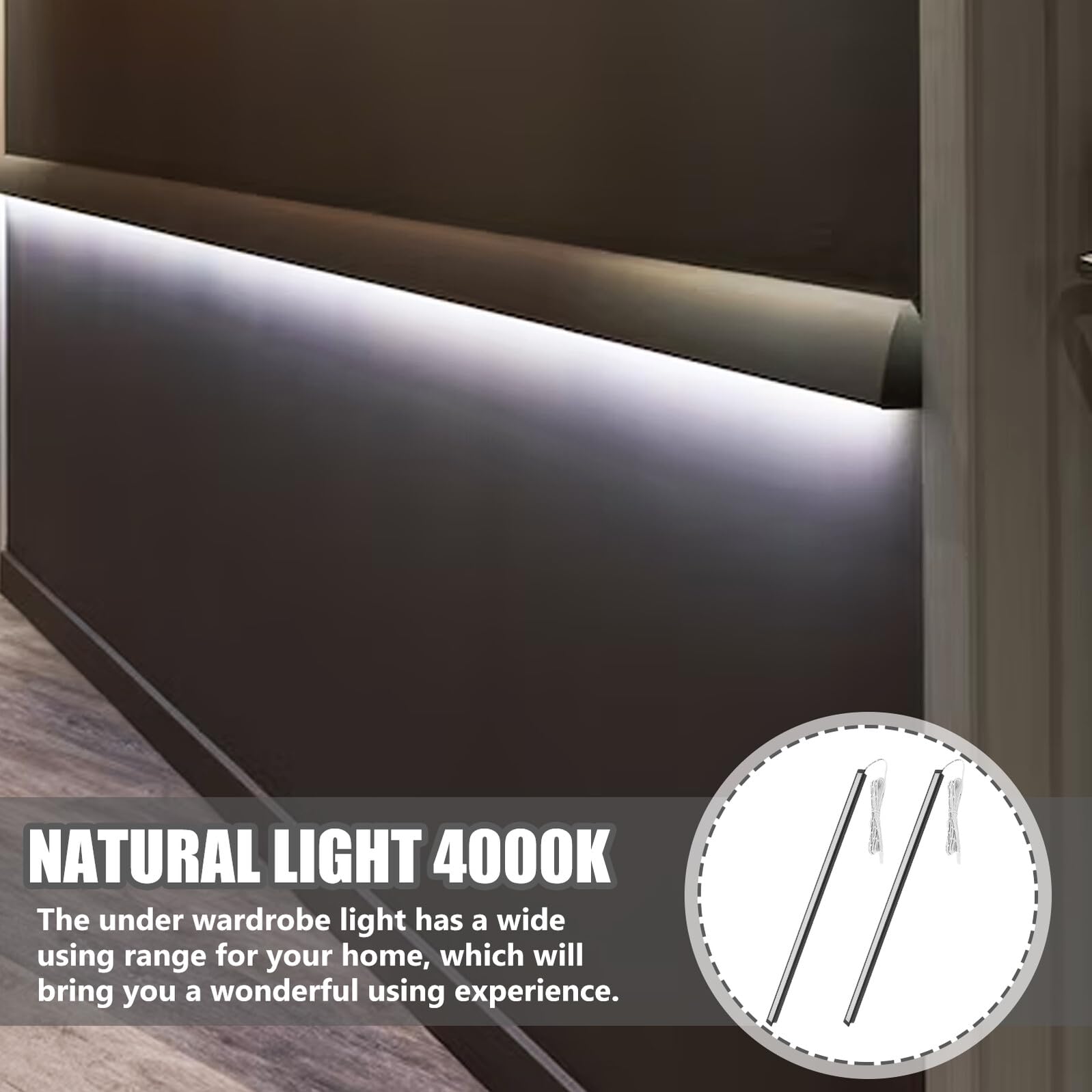 Lot de 2 Bandes LED Encastrables 40 Cm 12v Lumière Naturelle 4000k pour Éclairage sous Meuble la Cuisine et Armoire, Éclairage LED Armoires Rechargeable sans Transformateur,