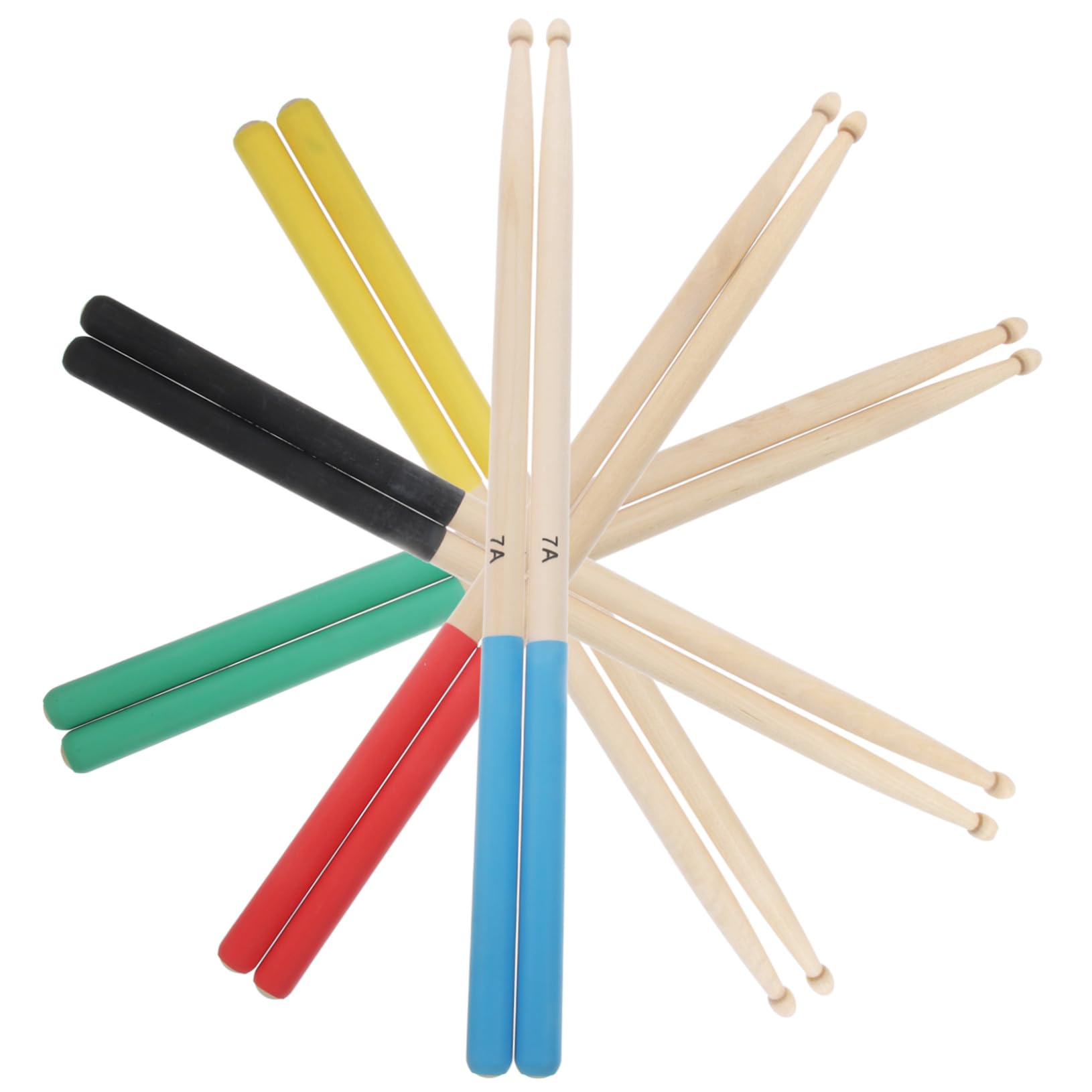 Baquetas 7a de Madera de Arce, 5 Pares, Punta de Madera