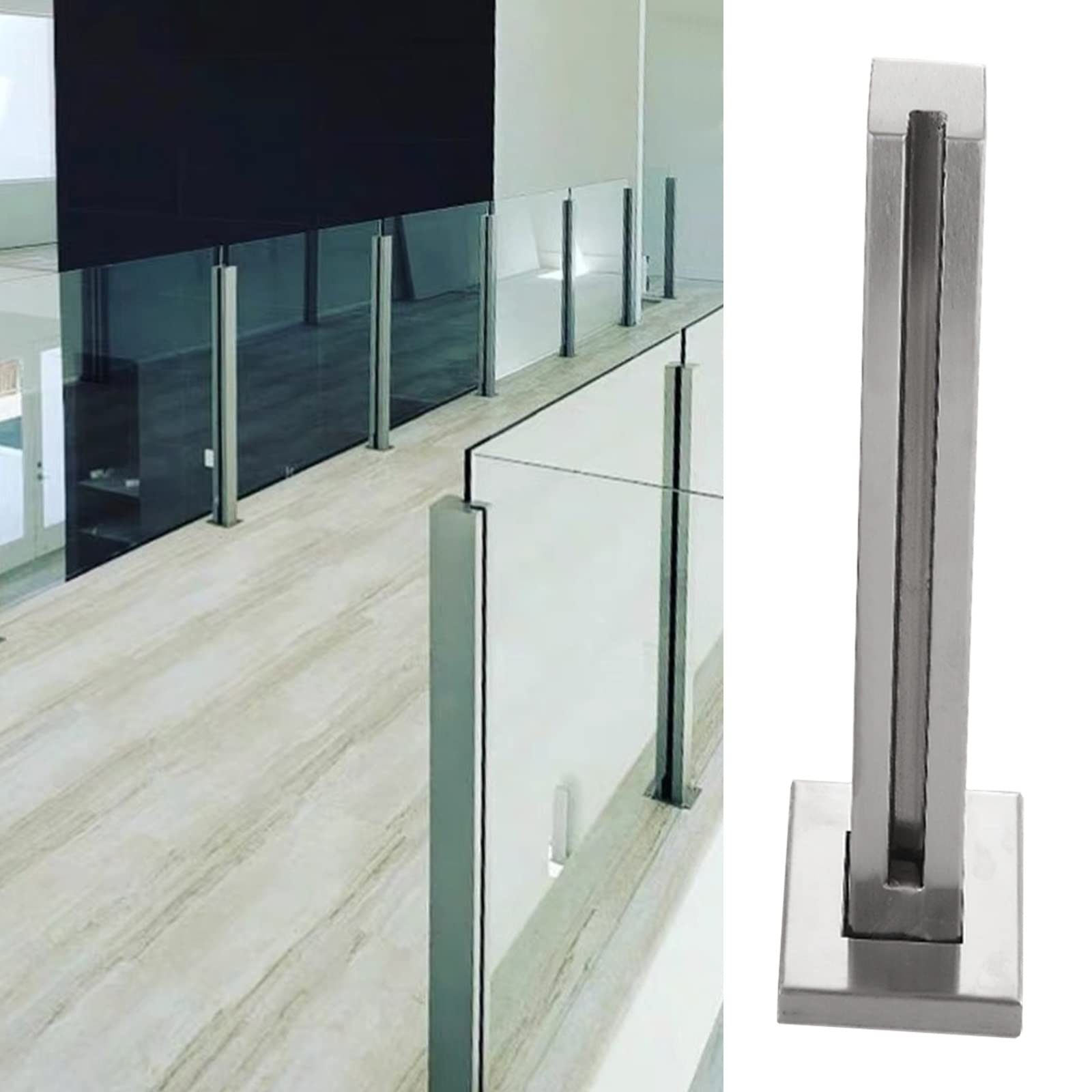 Poste balaustrada de acero inoxidable plateado para terrazas y patios 8