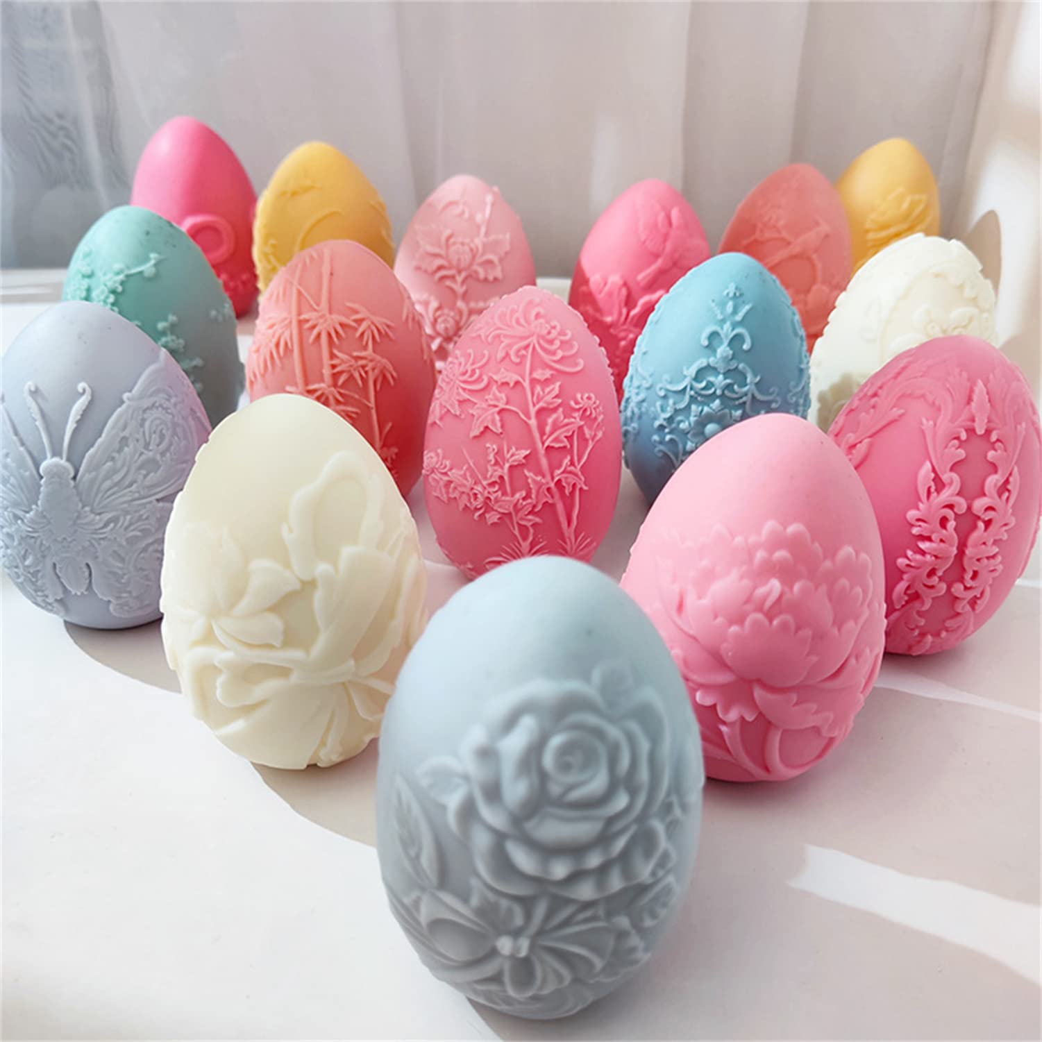 Set 6 Stampi In Silicone Per Uova Di Pasqua Con 4 Lucine LED, Forma Coniglio E Uovo, Per Resina, Gesso, Candele E Decorazioni Fai Da Te