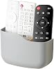 SUNFICON Remote Control Holder Adhesive Universal TV Remote Organizer Caddy Box Tray Wall Mount Media Player Controller Holder Hollow Bottom Slot Easy Phone Charging Home Office Desk Nightstand Gray